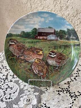 1987 Edwin M. Knowles The Quail Collector Plate by Wayne Anderson